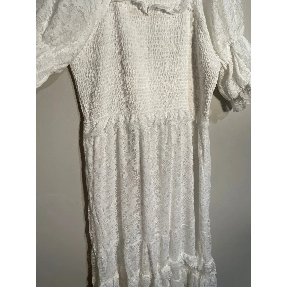 Ivy City Co Francie White Lace Midi Dress Romantic Cottagecore Bridal Boho XL - Picture 5 of 11